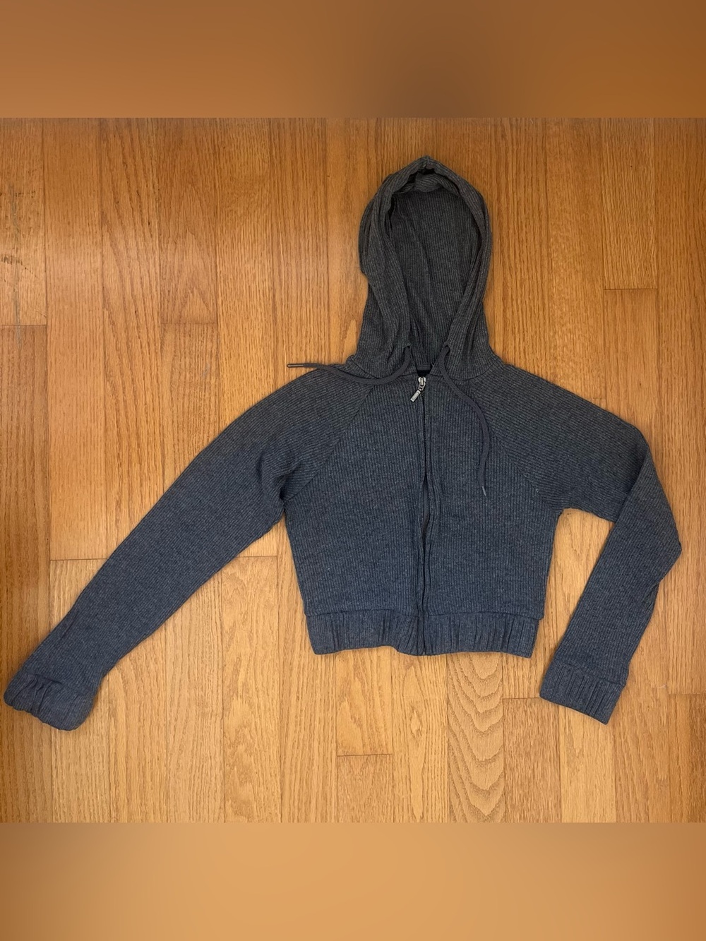 UO gray cropped zip up hoodie